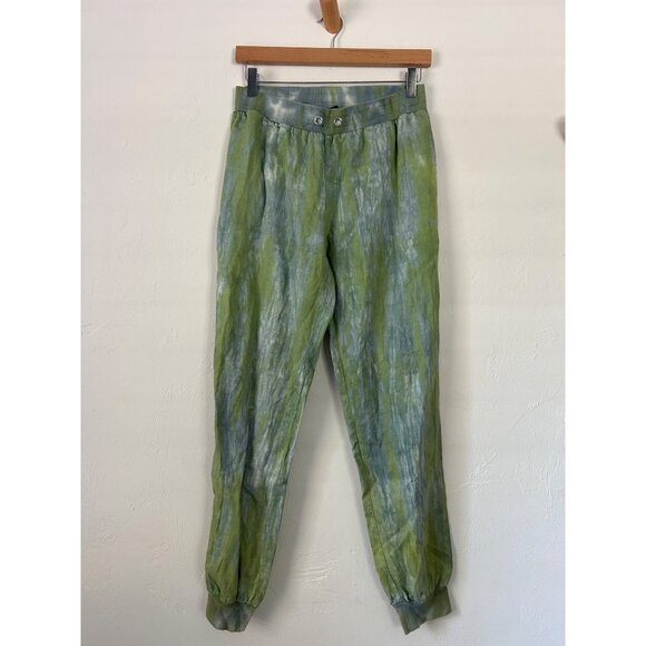 Pure Amici XS Green Tie-Dye 100% Linen Jacket & Jogger Pants Set - Picture 6 of 14
